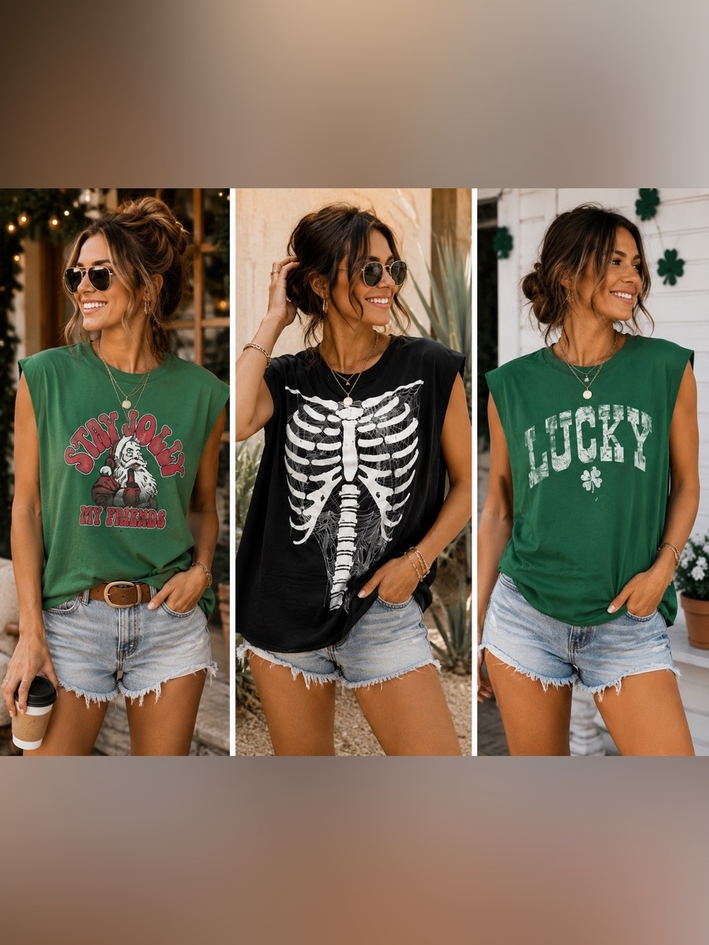 Holiday shirts - cut sleeves & waist -size Large